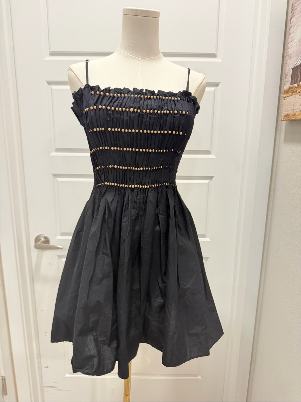 Zara Black Smocked Spaghetti-Strap Mini Dress - Picture 4 of 9
